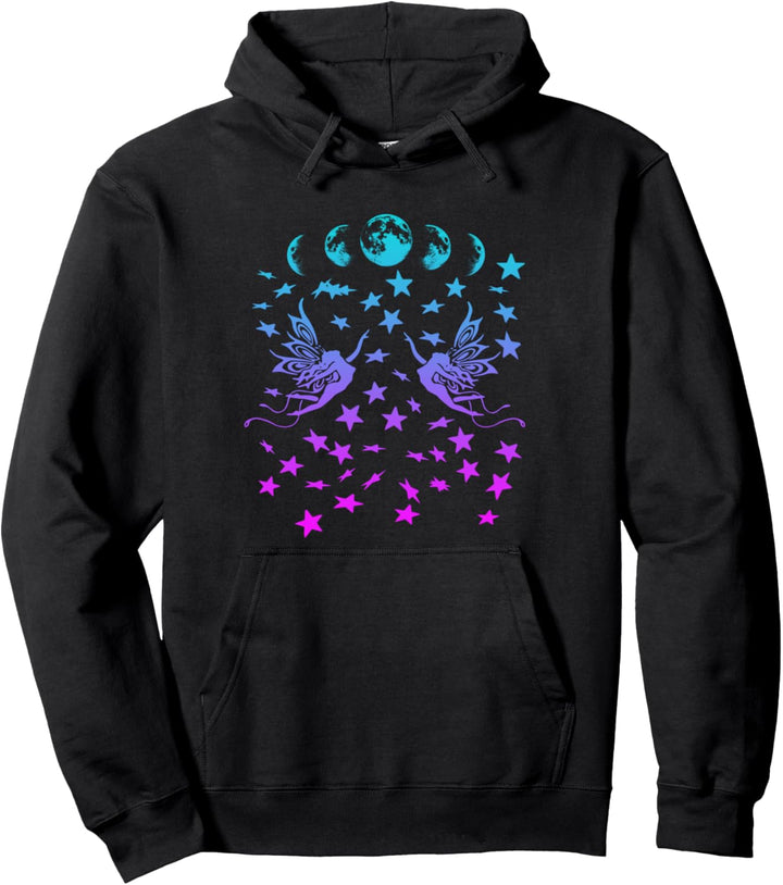 Feen Mondphasen Sterne Silhouette Fantasy Pullover Hoodie