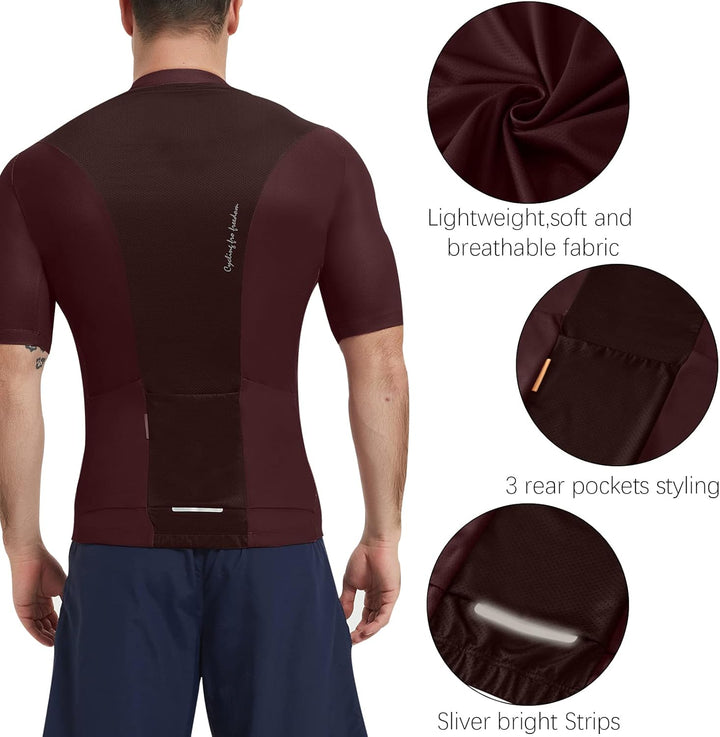 Santic Radtrikot Herren Kurzarm Fahrradtrikot Herren Fahrradshirt Radshirt Kurzarm Sommer mit Tasche