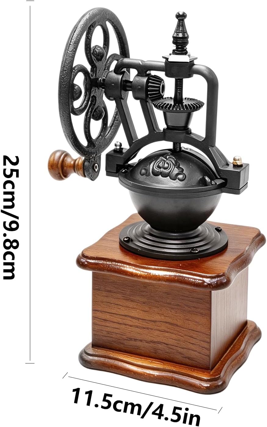 Manuelle Kaffeemühle, Vintage-Look Vintage-Stil Robuste hölzerne Kaffeemühle, Handkurbel Kaffeemühle
