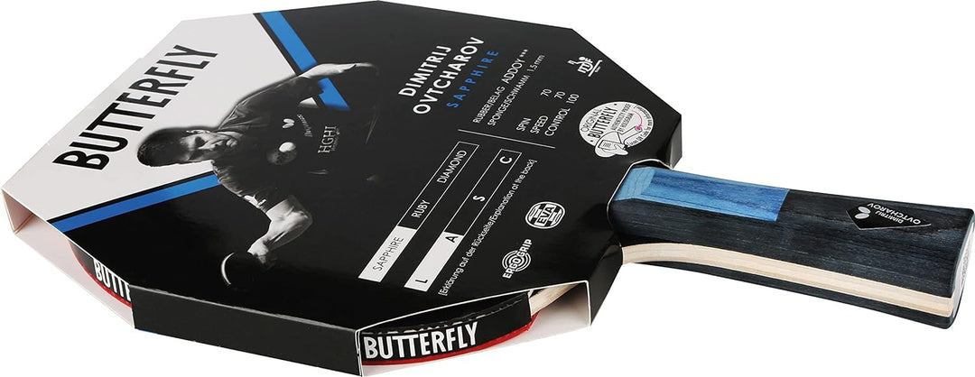 Butterfly Dimitrij Ovtcharov Sapphire Tischtennisschläger | Eva-Technologie | ITTF zertifizierter Ad