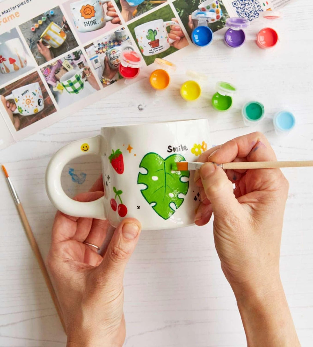 Pott'd Paintables Tasse Malset Einzel- oder Doppel-Keramik-Malset für Erwachsene Keramik Malset enth