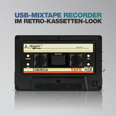 Reloop Tape - USB-Mixtape Recorder im Retro-Kassetten-Look, Line- und Phonoquellen, 3,5-mm-Stereo-Kl