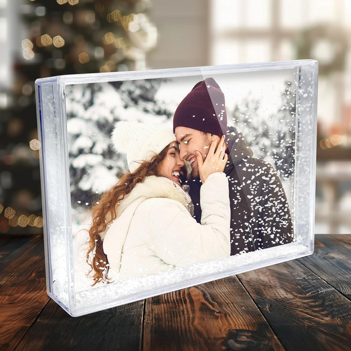 PhotoFancy® - Personalisierter Schüttelrahmen mit Foto - 3D Bilderrahmen mit Füllung aus Schnee mit