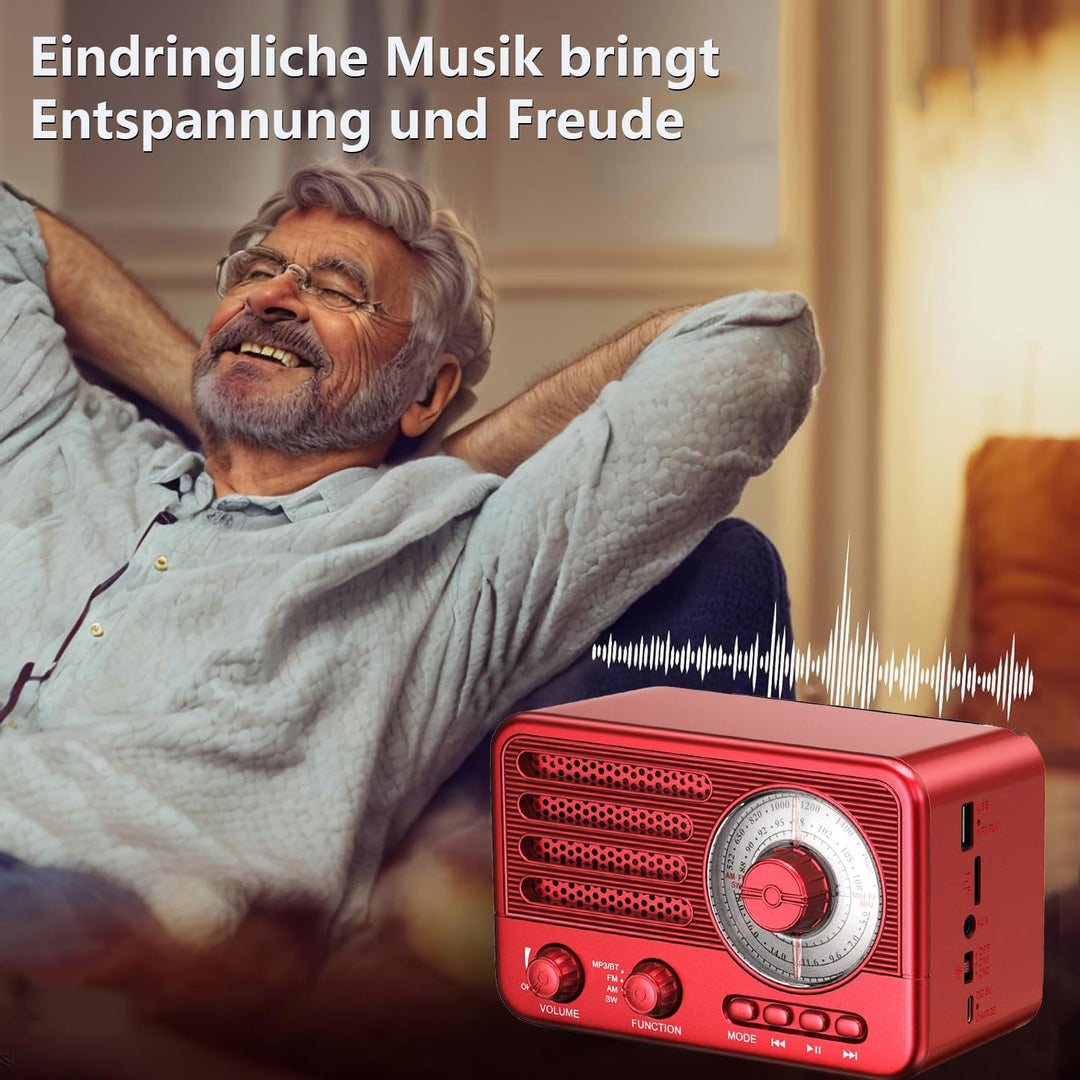 Vintage-Transistorradio – Retro-Stil mit moderner Reichweite, tragbar, AM/FM/SW, mit USB/TF/Aux-MP3-