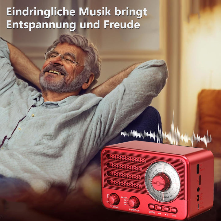 Vintage-Transistorradio – Retro-Stil mit moderner Reichweite, tragbar, AM/FM/SW, mit USB/TF/Aux-MP3-