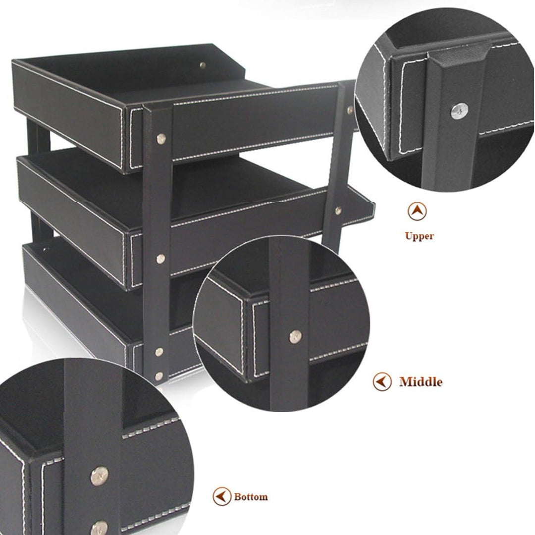 KINGFOM™ A4 Leder Briefablage (3 Schubladen-Braun), 3 Schubladen-Braun