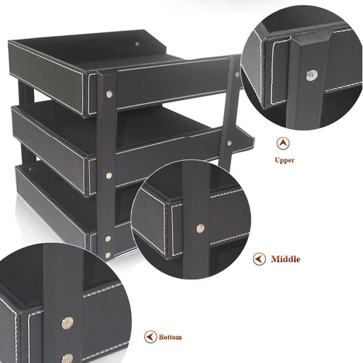 KINGFOM™ A4 Leder Briefablage (3 Schubladen-Braun), 3 Schubladen-Braun