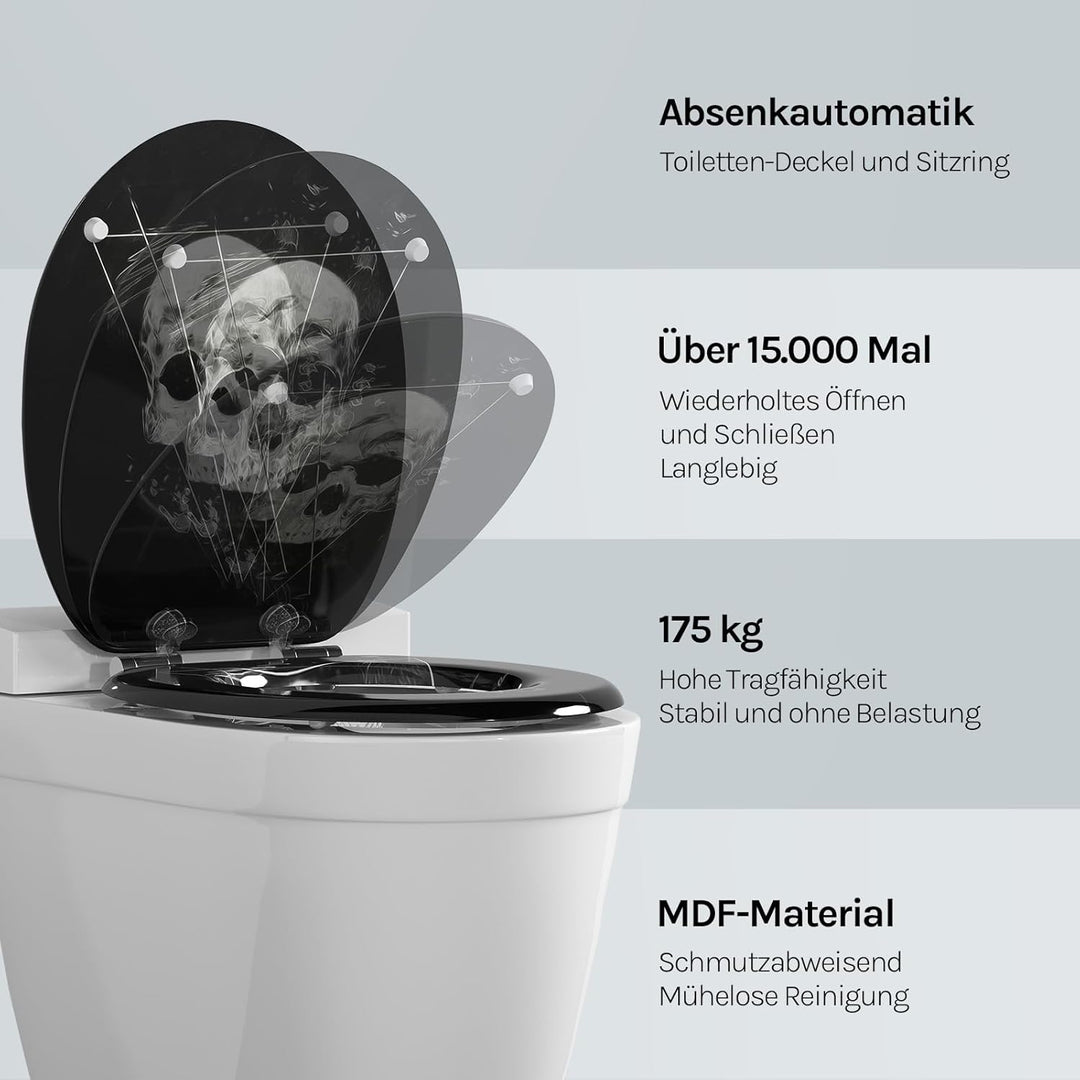 WOLTU Premium WC-Sitz Toilettensitz mit Absenkautomatik, MDF Holzkern, Softclose Scharnier, Desgin D