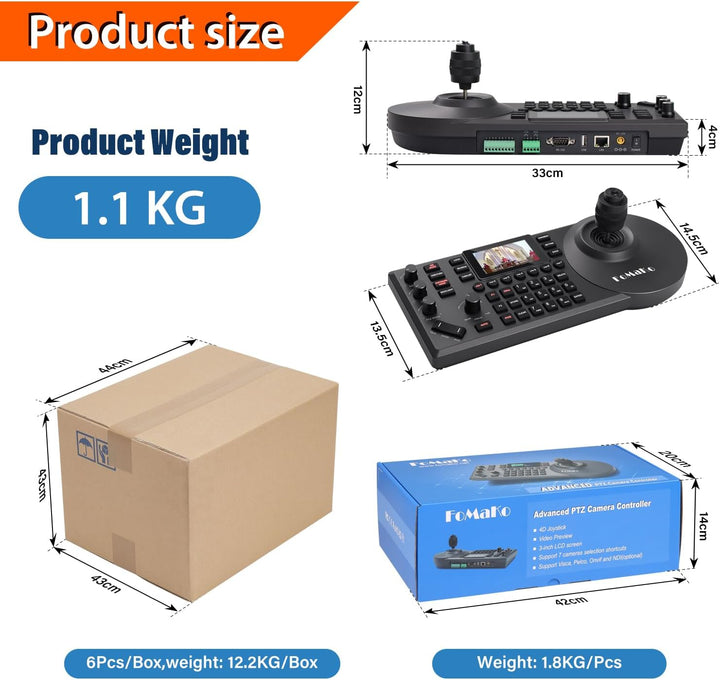 FoMaKo KC608 Pro IP LAN Streaming Kamera PTZ Controller PoE RS232 RS485, 3D PTZ Kamera Keyboard Cont