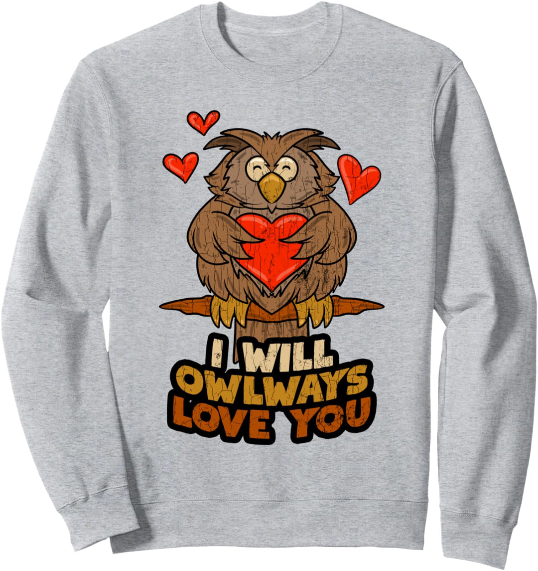 Lustiges Süsses Eulen Design für Ihn Sie Valentinstag Sweatshirt
