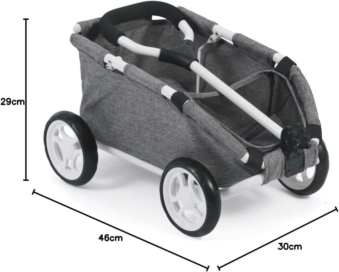 Bayer Chic 2000 660-76 Ziehwagen Skipper, Kleiner Bollerwagen für Teddys und Puppen, Jeans grau, 46