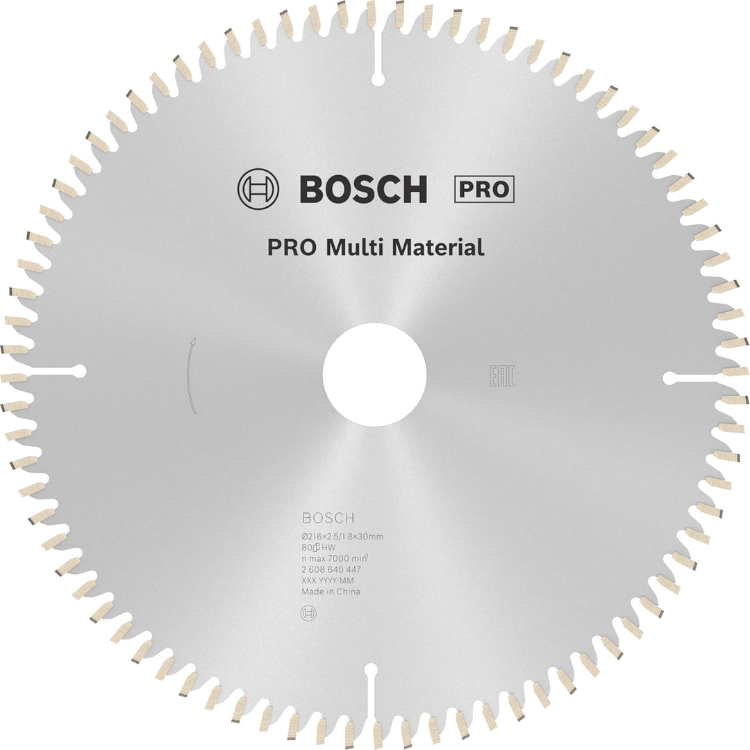Bosch Professional Kreissägeblatt Multi Material (216 x 30 x 2,5 mm, 80 Zähne, Zubehör Kreissäge) 80
