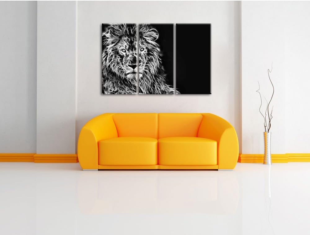 Pixxprint Monocrome, Löwe, Natur, Afrika 3-Teiler Leinwandbild 120x80 Bild auf Leinwand