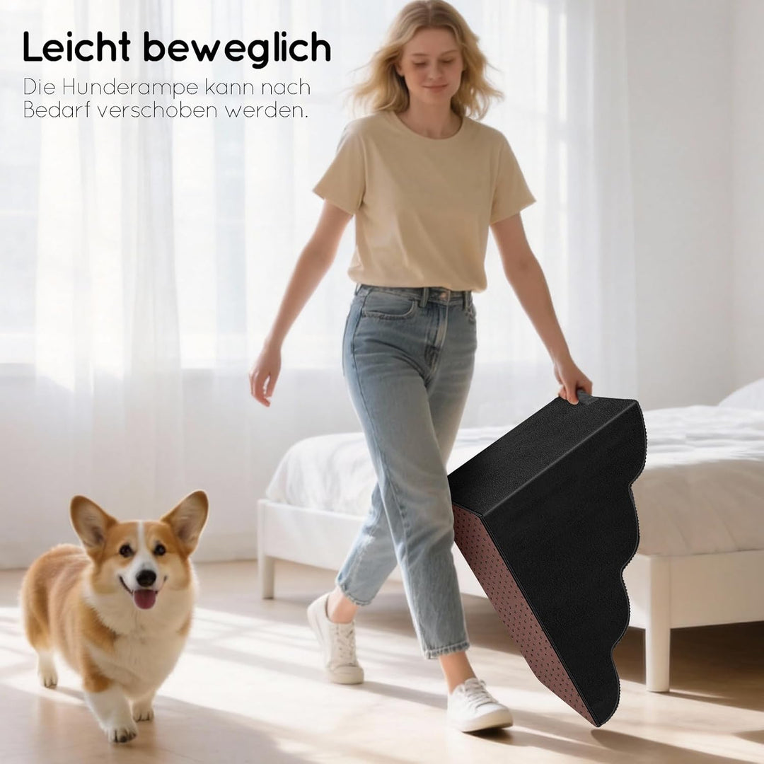 Hundetreppe für Kleine Hunde, 4 Stufen Haustiertreppe mit Abnehmbarem, Hochdichtem Schwamm Hunderamp