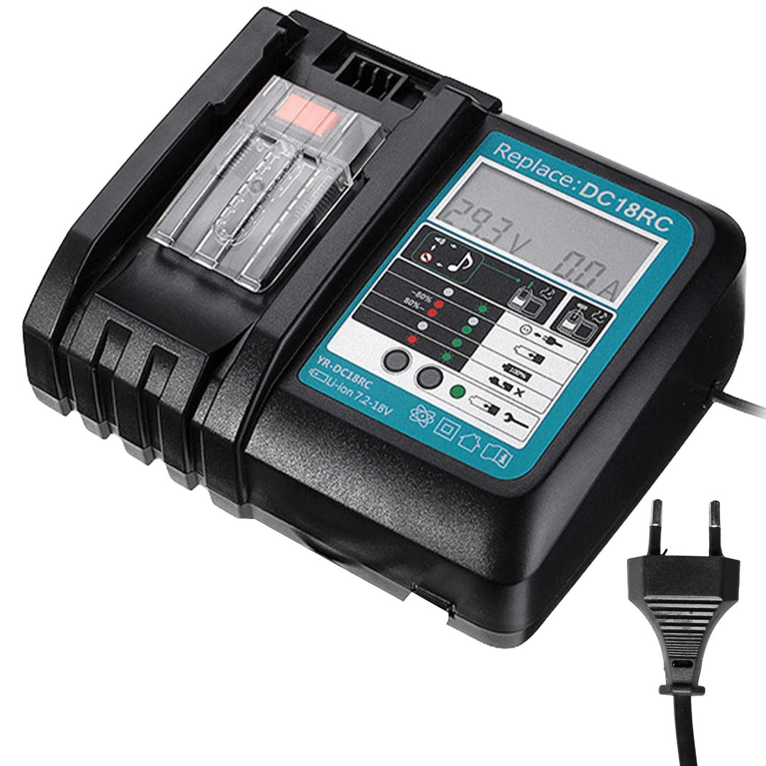 Akku 18v Ladegerät DC18RC Schnellladegerät Kompatibel mit Makita 14,4 Volt und 18 Volt Li-Ion Ersatz