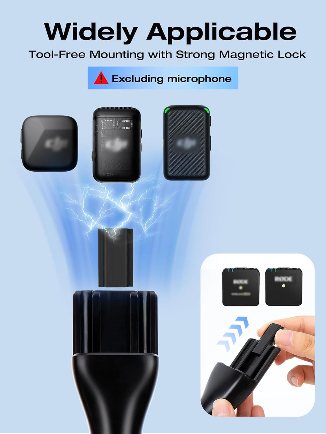 SUNMON Magnetischer kabelloser Mikrofonhalter für DJI Mic Mini, Mikrofonständer für DJI Mic1/2, trag