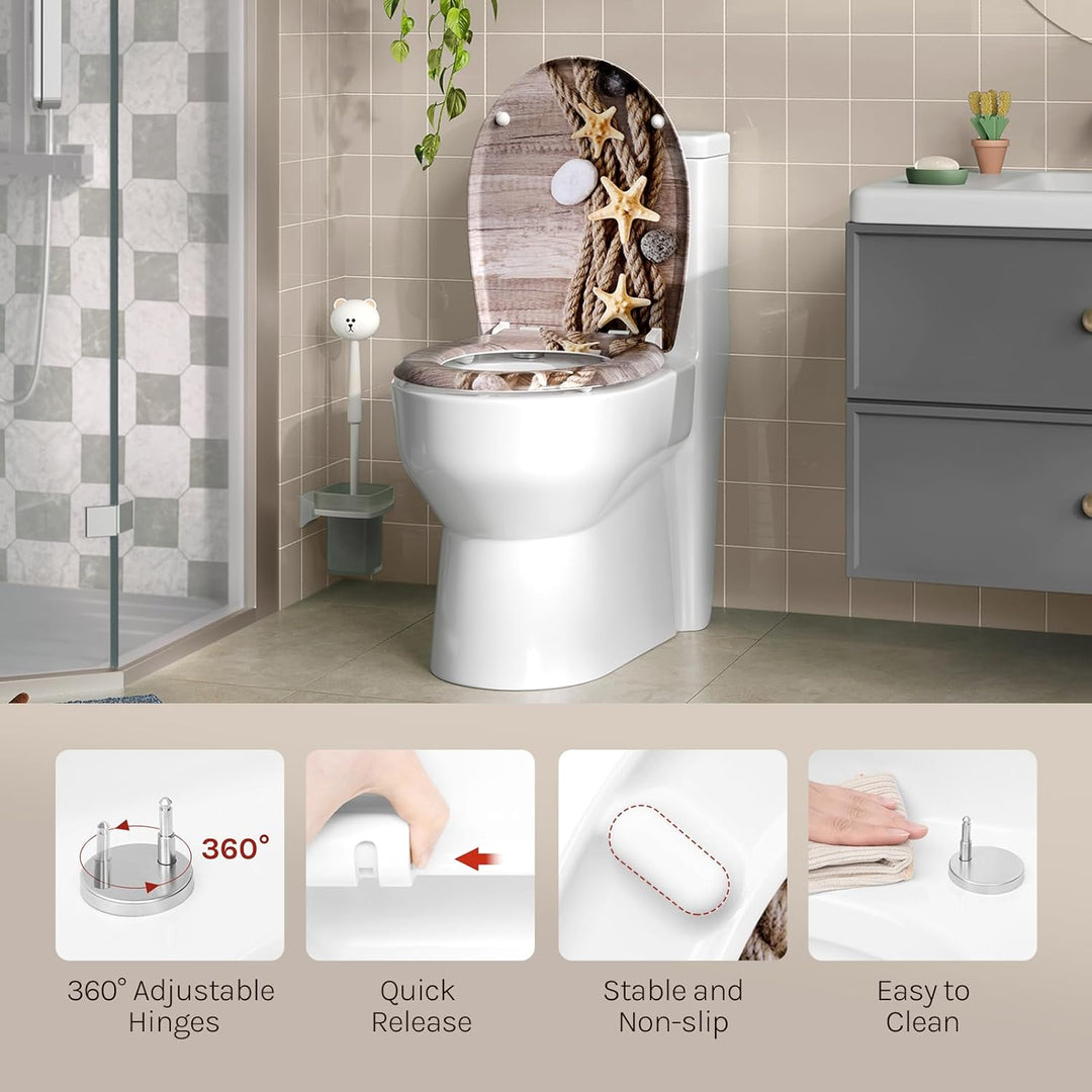 WOLTU WC Sitz mit Absenkautomatik,Toilettensitz Motiv,Klodeckel mit Quick-Release-Funktion undPremiu