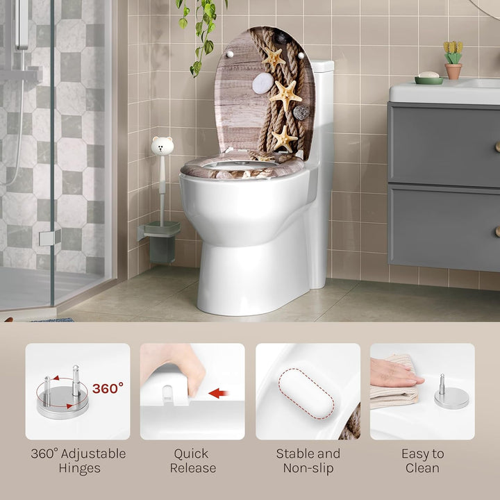 WOLTU WC Sitz mit Absenkautomatik,Toilettensitz Motiv,Klodeckel mit Quick-Release-Funktion undPremiu