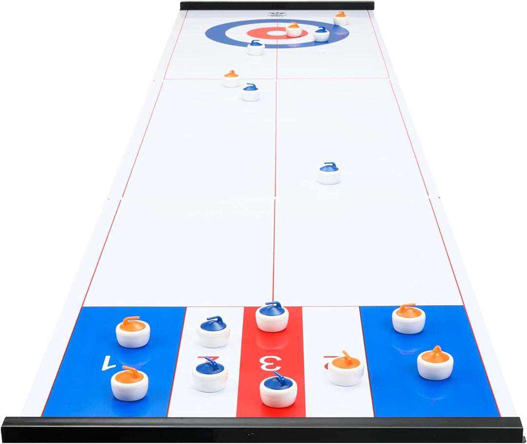 Engelhart - 2 in 1 Curling and Shuffleboard Table-Top Game - 180cm, Compact Curling Spiel und Revers