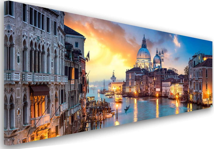 Feeby. Leinwandbild, Bilder, Wand Bild, Wandbilder, Kunstdruck 120x40 cm, Grand Canal, VENEDIG, Arch