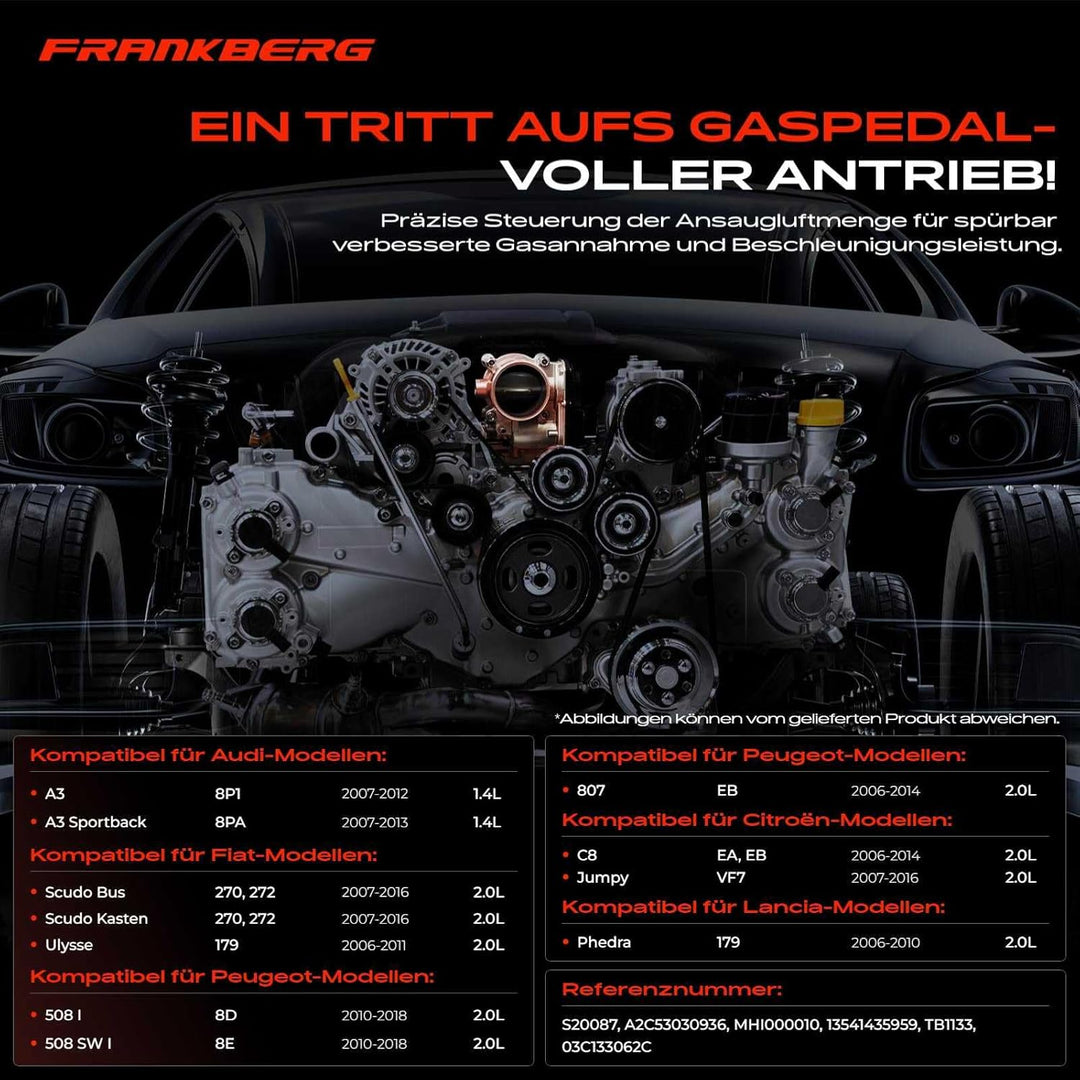 Frankberg 1x Drosselklappe Drosselklappenstutzen Kompatibel mit A3 8P1 1.4L 2007-2012 Leon 1P1 1.4L