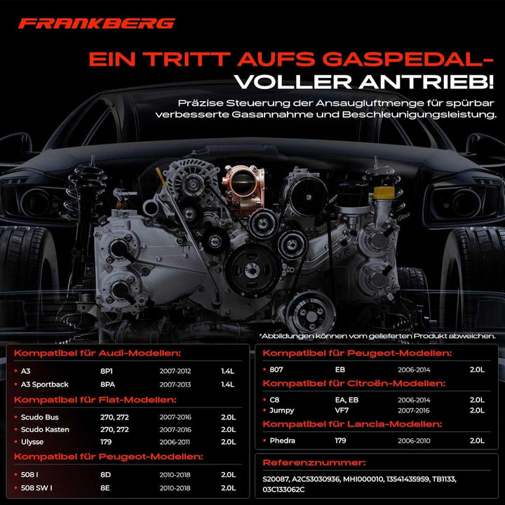 Frankberg 1x Drosselklappe Drosselklappenstutzen Kompatibel mit A3 8P1 1.4L 2007-2012 Leon 1P1 1.4L