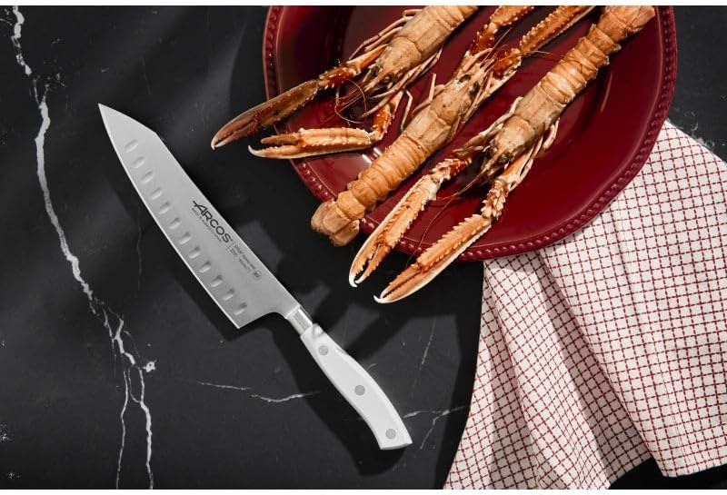 Arcos Serie Riviera Blanc - Rocking Santoku Messer - Klinge aus geschmiedetem Nitrum-Edelstahl 180 m