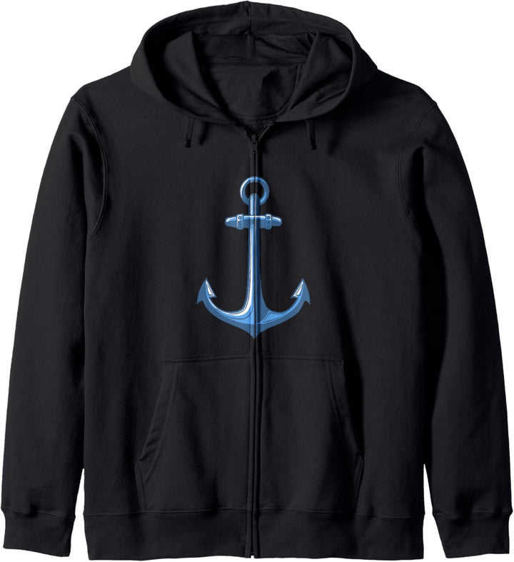 ANKER BLAU Geschenk Idee Bild Seil Spruch Küste Hafen Meer Kapuzenjacke