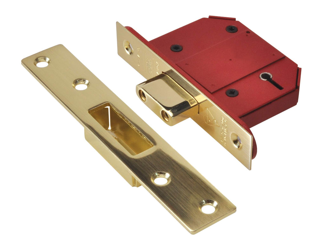 Union Locks Strongbolt 2100S BS Einsteckschloss mit 5 Hebeln, 68 mm, Messing, satiniert (verpackt) 1