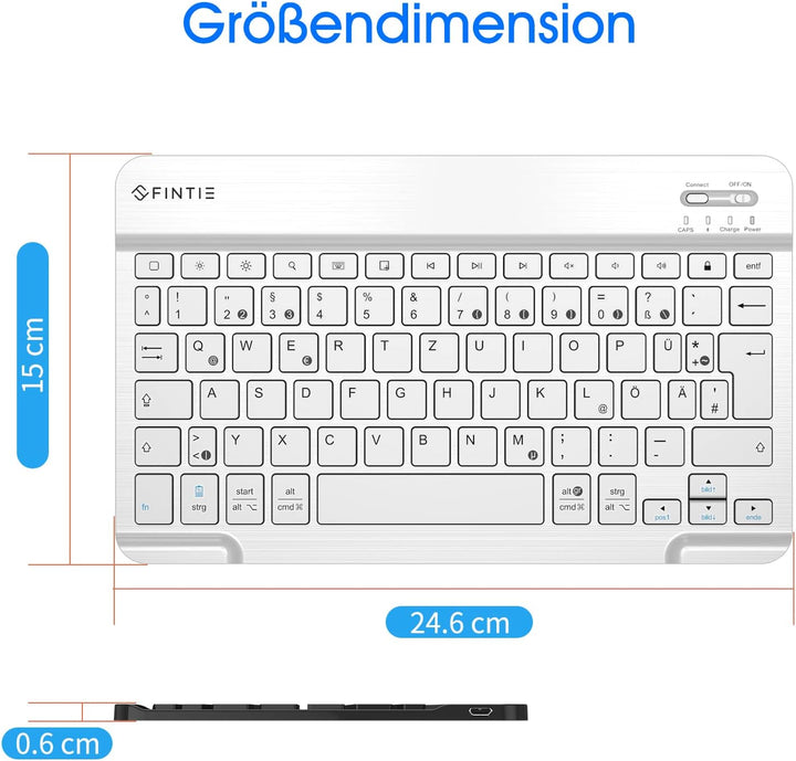 FINTIE Ultradünn Bluetooth Tastatur mit deutschem Layout QWERTZ für iPad Air/Pro/Mini/iPad 10.9/10.2
