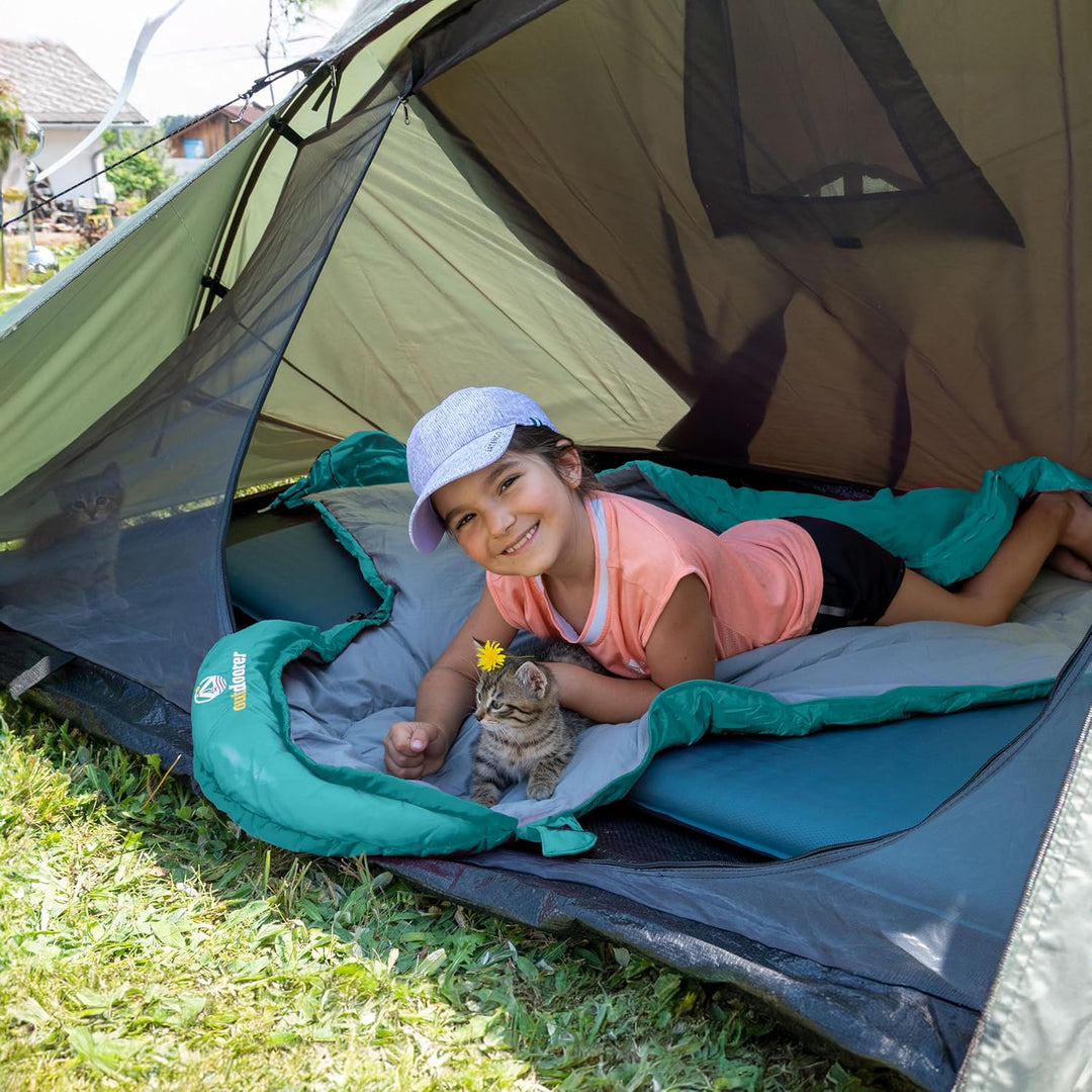 outdoorer Kinderschlafsack Dream Express - Deckenschlafsack für Kinder, mit Baumwolle gefüttert aqua