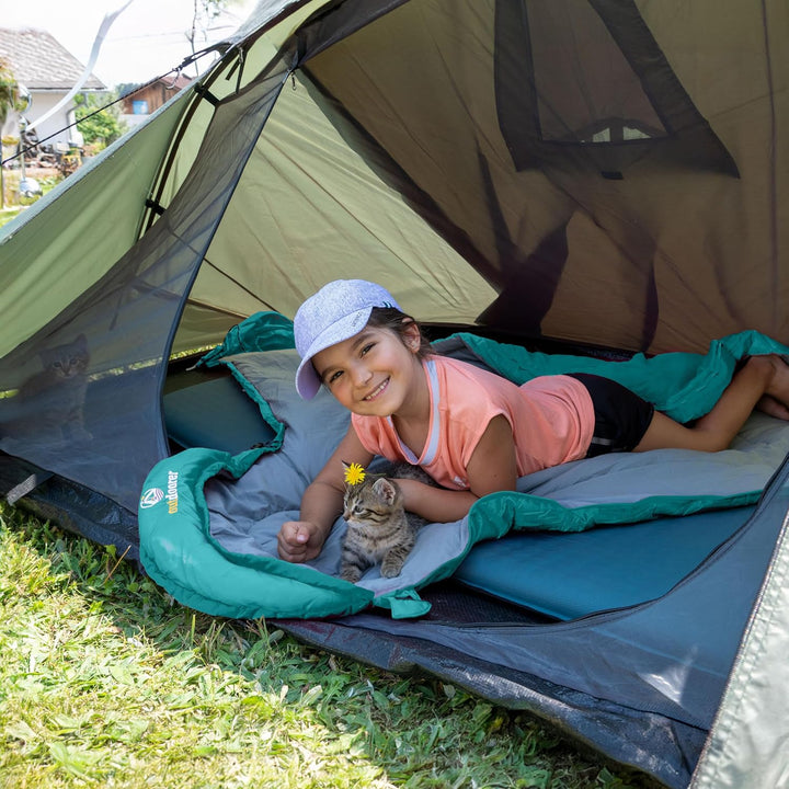 outdoorer Kinderschlafsack Dream Express - Deckenschlafsack für Kinder, mit Baumwolle gefüttert aqua