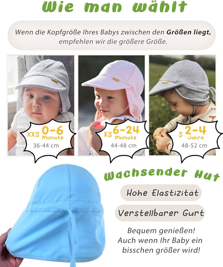 FURTALK Baby Kleinkind Sonnenhut UPF 50+ UV-Schutz Mädchen & Jungen Sommer Kappe Kinder Strand Mütze