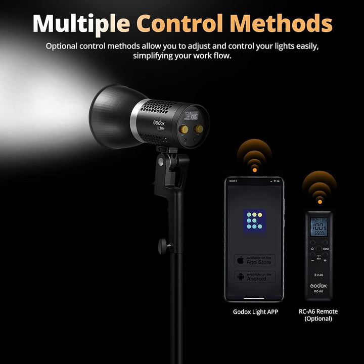 Godox ML60Bi 60W Power in Your Hands LED Videoleuchte,mit AD-S60S Softbox,RC-A6 Fernbedienung,2X NP9