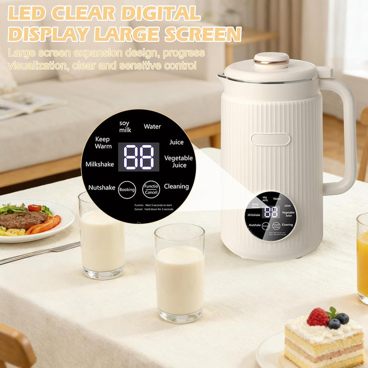 Nussmilchmaschine 8-in-1, 1200ml Automatische Sojamilch Maschine, Pflanzenmilchbereiter mit 12 Kling