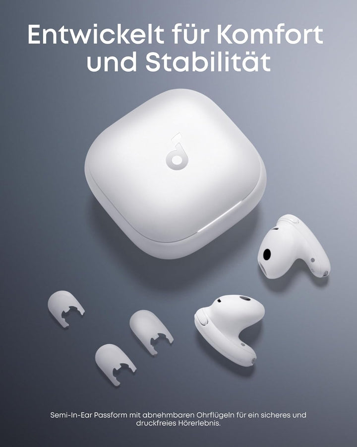 soundcore Liberty Buds by Anker, Semi-In-Ear Design, abnehmbare Ohrflügel, Adaptives Noise Cancellin