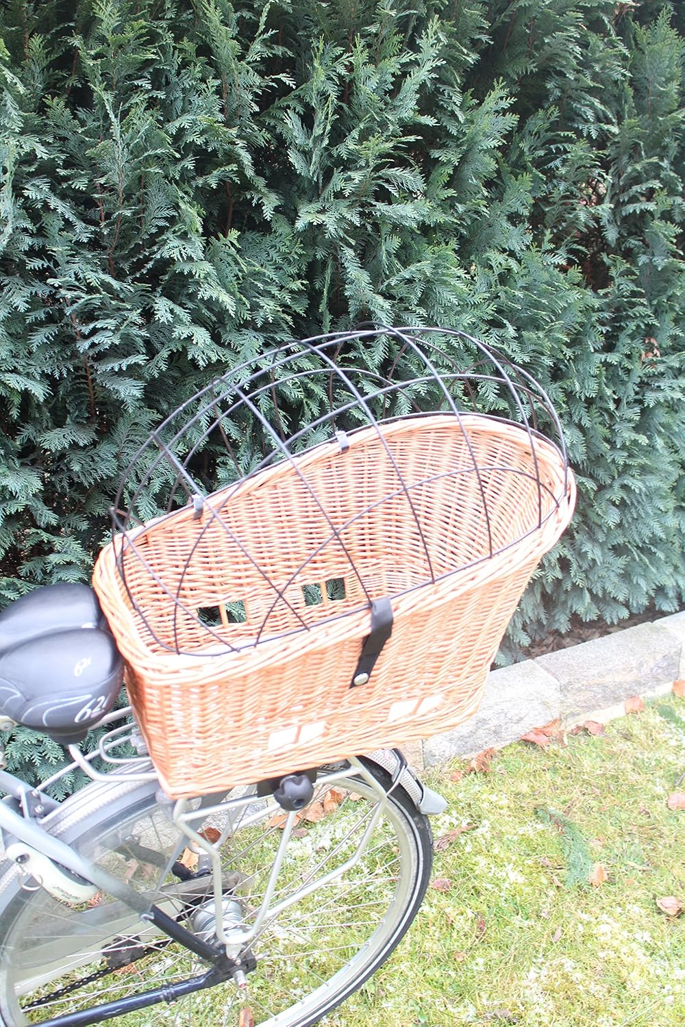 Marcus Hundefahrradkorb für Gepäckträger aus Weide mit Metallgitter Gepäckträgerkorb Einkaufskorb