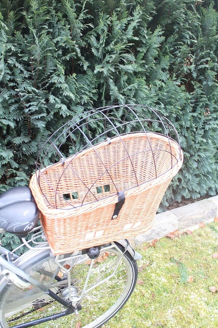 Marcus Hundefahrradkorb für Gepäckträger aus Weide mit Metallgitter Gepäckträgerkorb Einkaufskorb