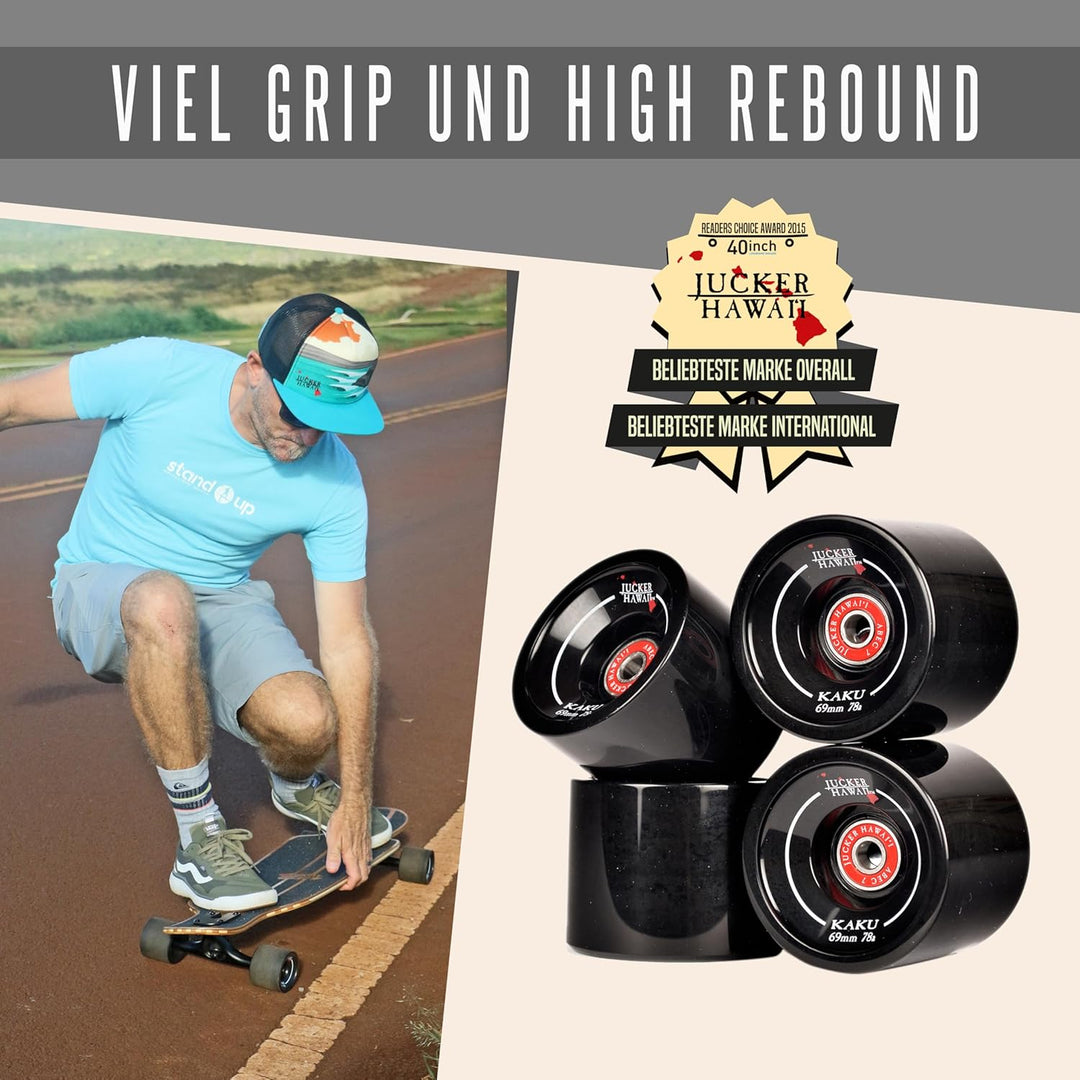 JUCKER HAWAII Longboard Rollen Allround Cruiser Wheels - Mit oder ohne Kugellager KAKU inkl. Kugella