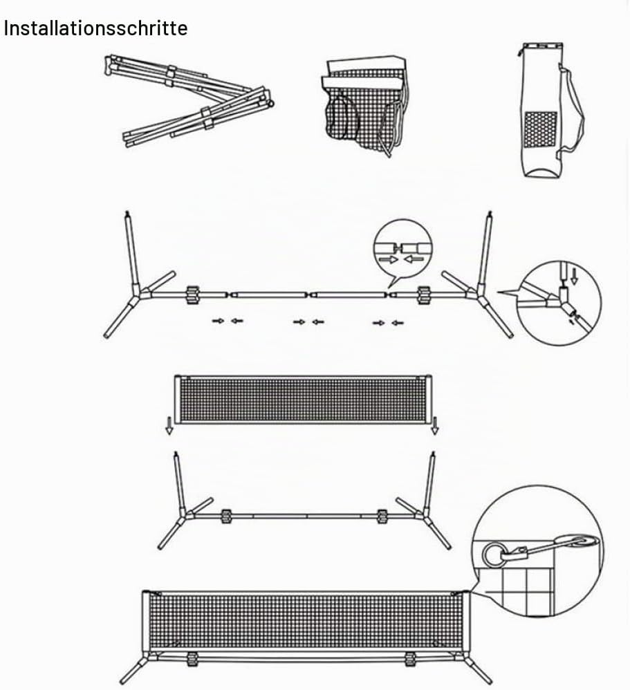 Aoneky Tennis Kit 2M/3M /6M x83cm, Metallrahmenständer und Stark PE-Tennisnetz | Tragbares Picklebal