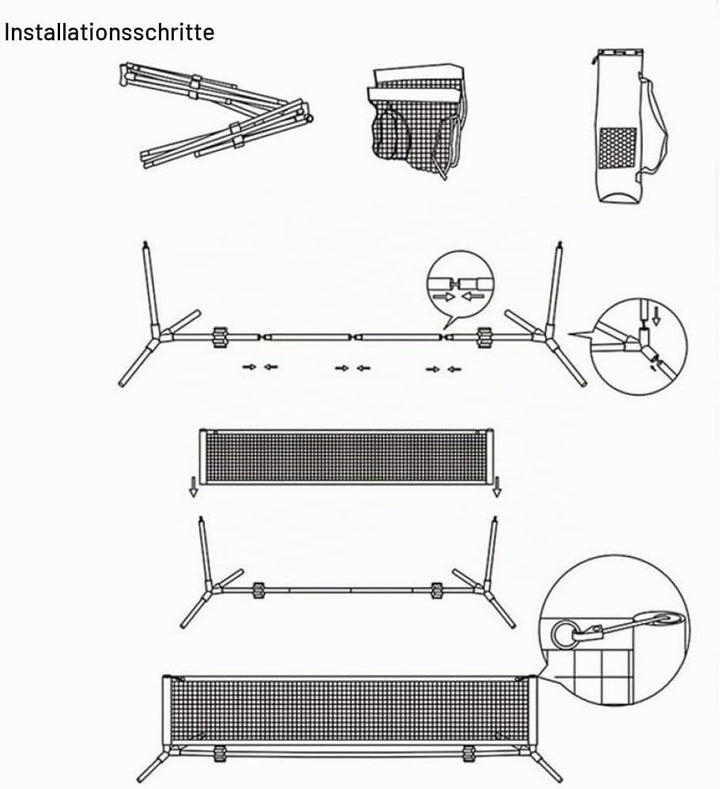 Aoneky Tennis Kit 2M/3M /6M x83cm, Metallrahmenständer und Stark PE-Tennisnetz | Tragbares Picklebal