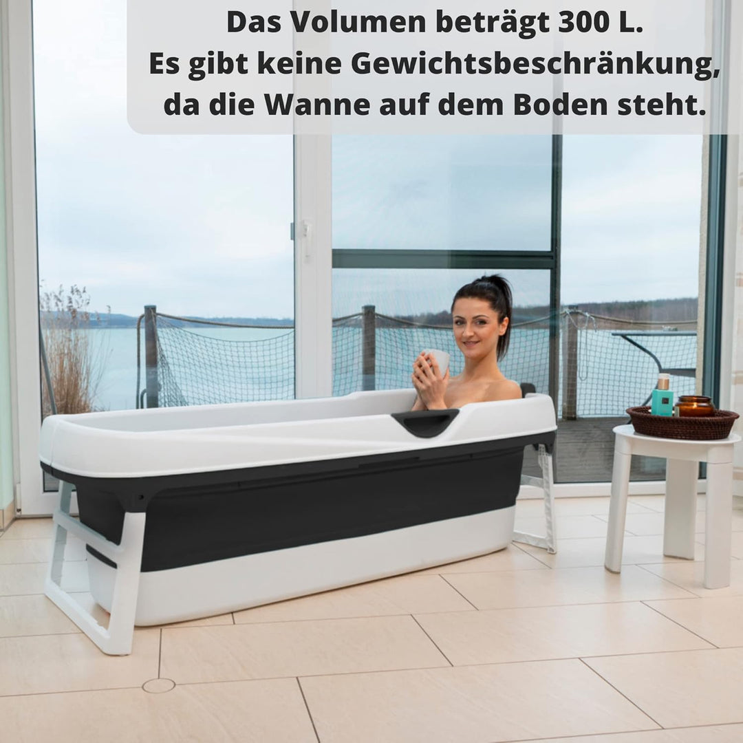 CRS faltbare Badewanne Erwachsene 158x62x52cm | Klappbare mobile Badewanne ideal für kleine Badezimm
