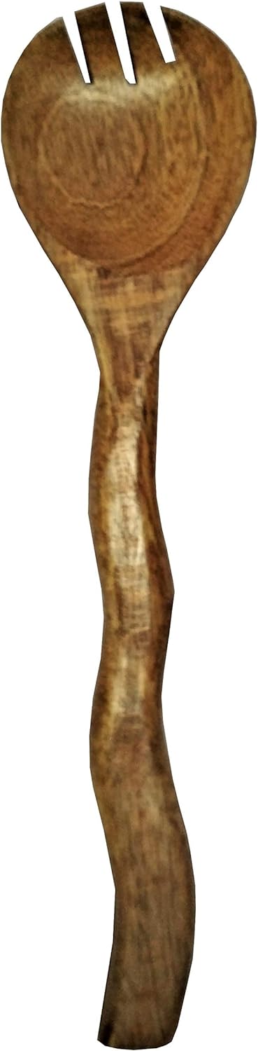 Purpledip 11630 Servierlöffel und Gabel aus Holz, handgefertigt, Vintage-Geschirr oder Küchendekorat