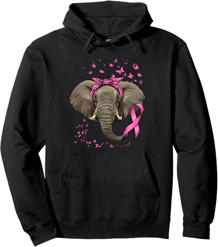 Elefant Brustkrebs-Bewusstsein rosa Band Krebs Überlebender Pullover Hoodie