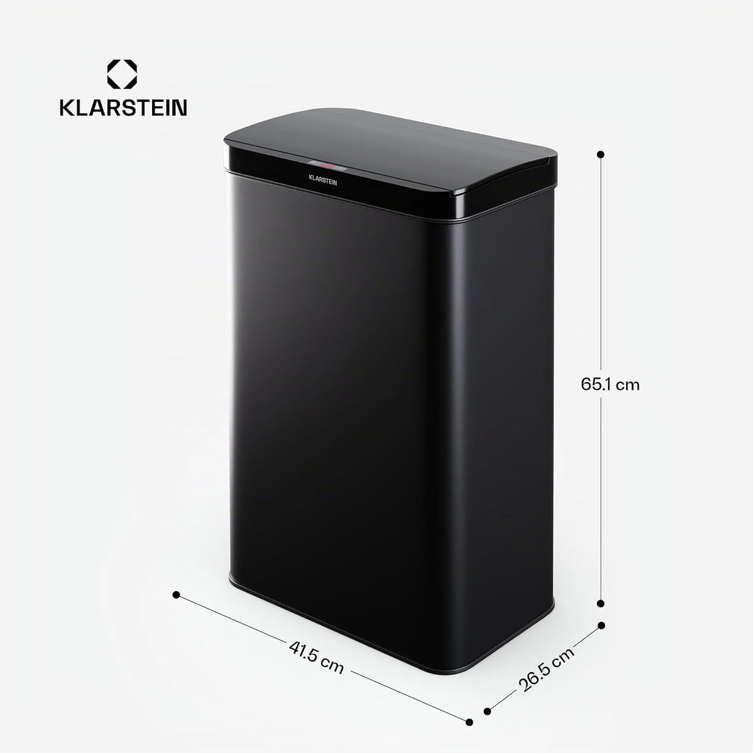 Klarstein Sensor-Mülleimer 60L - berührungslos mit Bewegungssensor &amp; Soft-Close, Edelstahl, Mattschw