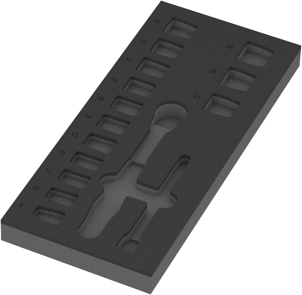 Wera 05150114001 9724 Schaumstoffeinlage 8010 B Zyklop Comfort Knarre Set 1, 3/8", 16-teilig