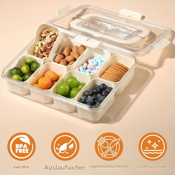 2er Set Snackbox mit Fächern – 8-Fach &amp; 4-Fach,Snackbox mit Fächern mit Deckel &amp; Griff, Tragbare pic