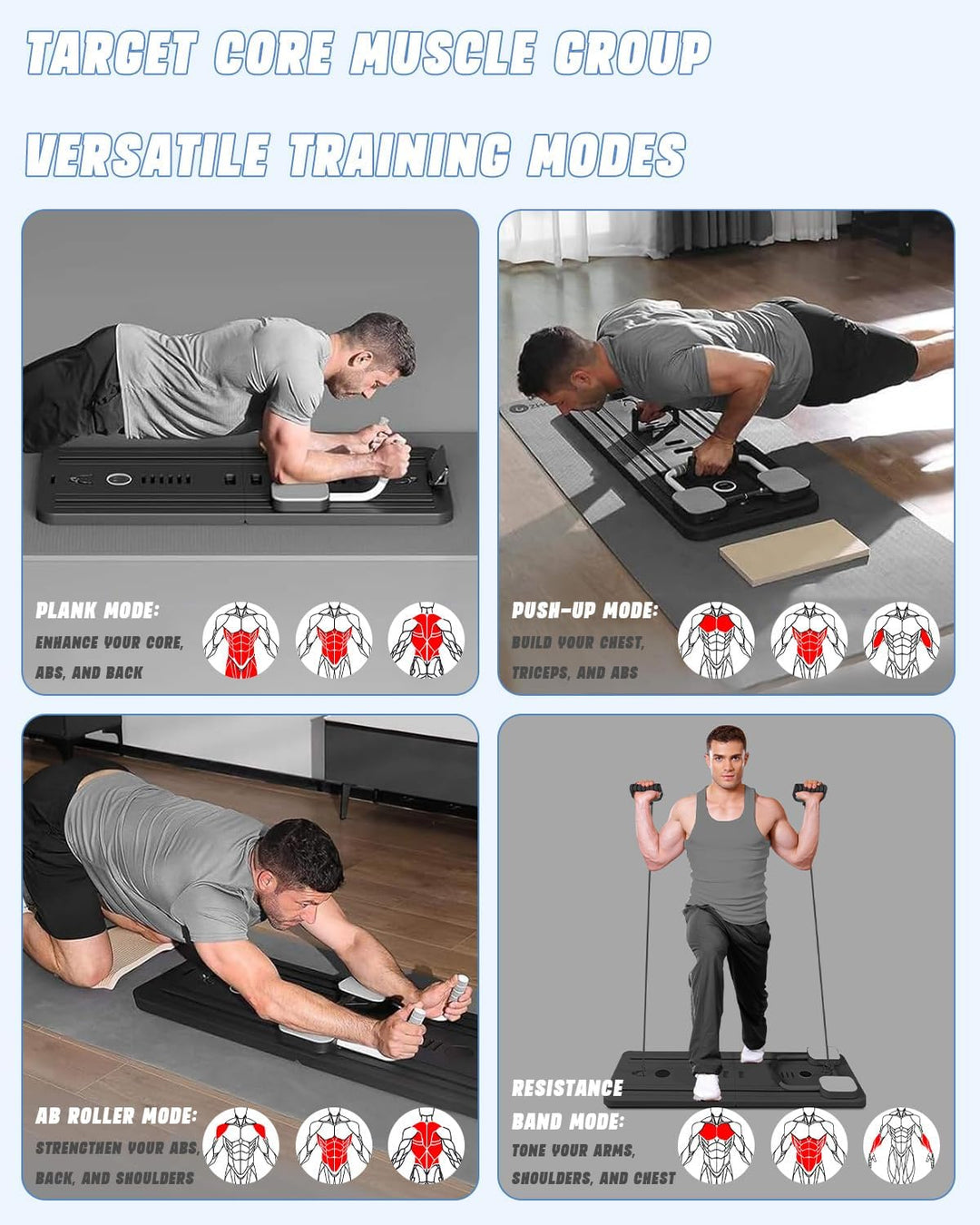 Giabuao Faltbares Multifunktions-Pilates- und Bauchmuskeltrainingsgerät mit Bauch-Roller,Pilates Boa