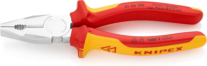 Knipex Kombizange Chrom-Vanadin verchromt, isoliert mit Mehrkomponenten-Hüllen, VDE-geprüft 190 mm 0