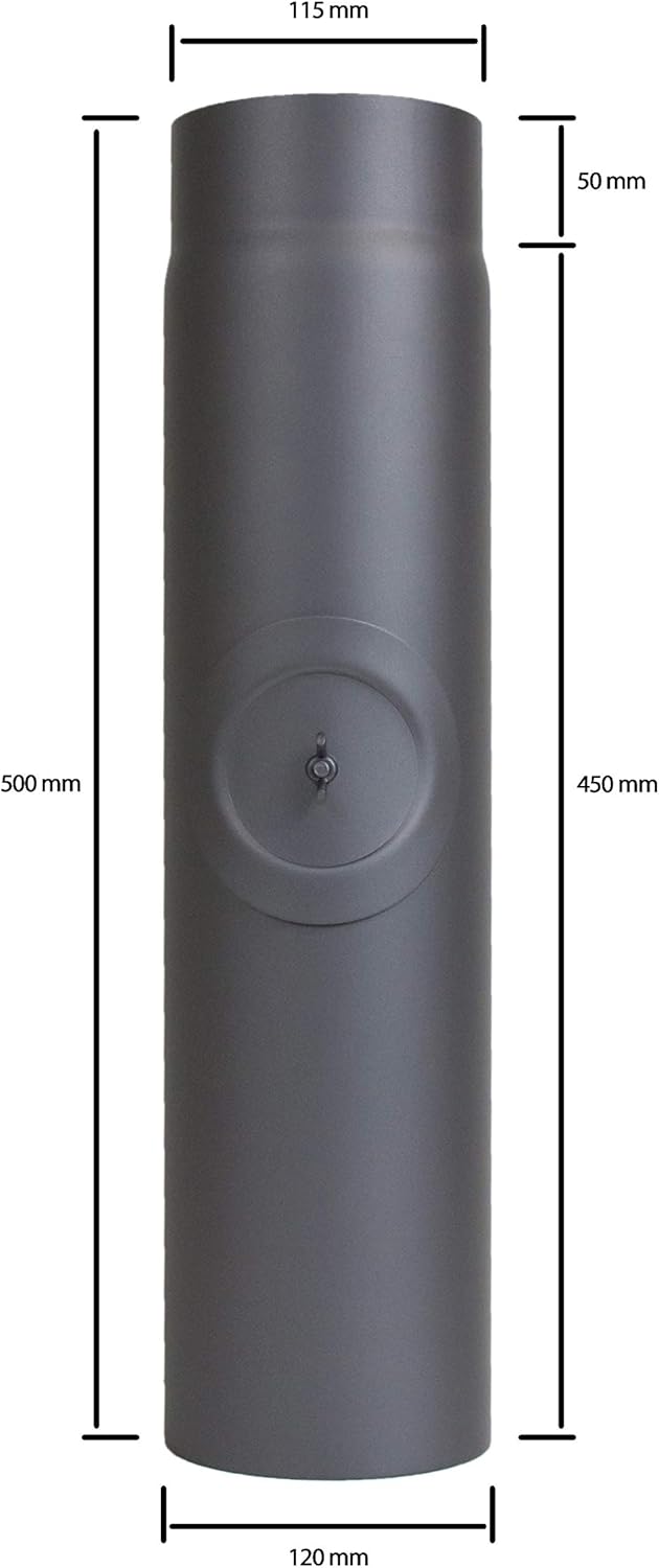 LANZZAS Ofenrohr 500 mm mit Tür, im Durchmesser, DN Ø 120 mm, Farbe: gussgrau - weitere Rohre aus un
